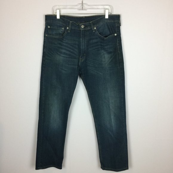 Levis 505 Mens Jeans 36x30 Regular Fit Straight Leg Medium Wash Blue Denim - Picture 1 of 12